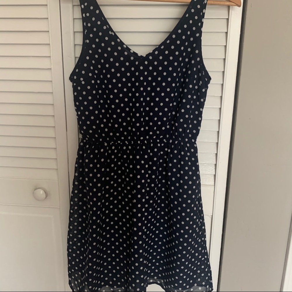 H&M navy polka dot vneck dress